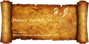 Hanus Jordán névjegykártya